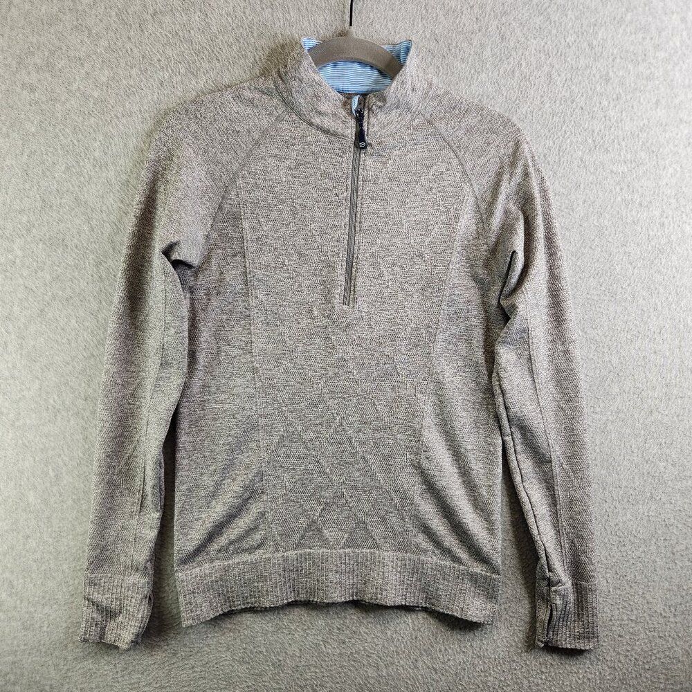 Southern Tide Sweater Womens S Gray Performance Knit Thumbholes Golf Running Gym